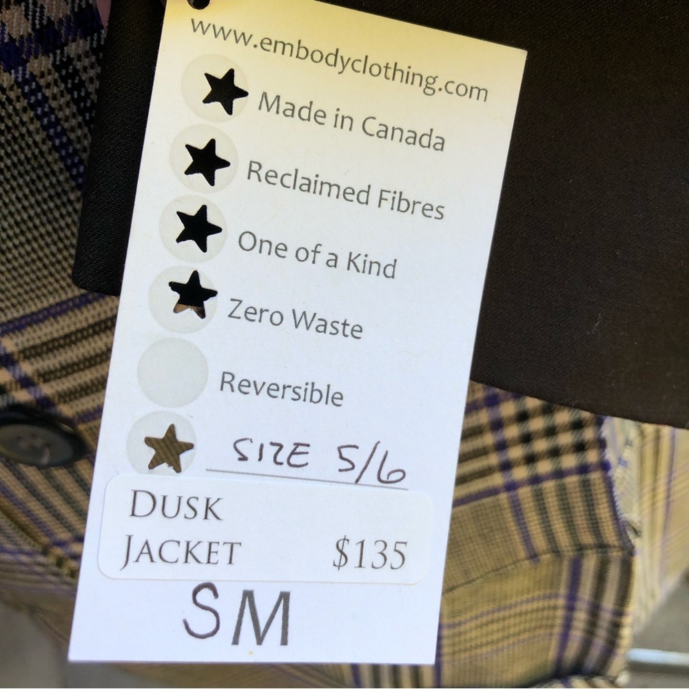 Small/Medium 5/6 Lace Up Fine Wool Jacket Upcycled Plaid Double Breasted Coat - Picture 8 of 8